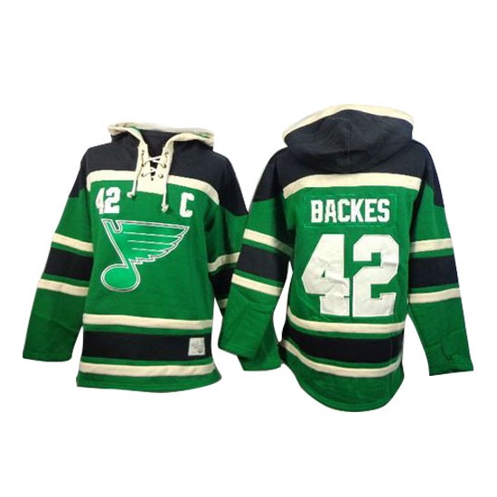 St. Louis Blues #42 Men's David Backes Old Time Hockey Authentic Green St. Patrick's Day McNary Lace Hoodie Jersey St. Louis Blues #42 Men's David Backes Old Time Hockey Authentic Green St. Patrick's Day McNary Lace Hoodie Jersey