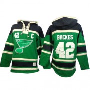 St. Louis Blues ＃42 Men's David Backes Old Time Hockey Premier Green St. Patrick's Day McNary Lace Hoodie Jersey