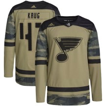 St. Louis Blues Men's Torey Krug Adidas Authentic Camo Military Appreciation Practice Jersey