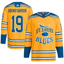 St. Louis Blues Men's Rod Brind'amour Adidas Authentic Yellow Rod Brind'Amour Reverse Retro 2.0 Jersey