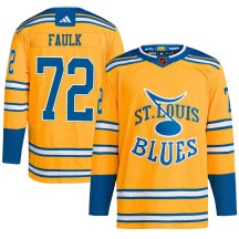 St. Louis Blues Men's Justin Faulk Adidas Authentic Yellow Reverse Retro 2.0 Jersey