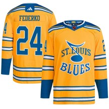 St. Louis Blues Men's Bernie Federko Adidas Authentic Yellow Reverse Retro 2.0 Jersey