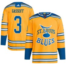 St. Louis Blues Men's Bob Gassoff Adidas Authentic Yellow Reverse Retro 2.0 Jersey