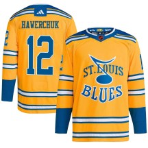 St. Louis Blues Men's Dale Hawerchuk Adidas Authentic Yellow Reverse Retro 2.0 Jersey