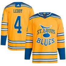 St. Louis Blues Men's Nick Leddy Adidas Authentic Yellow Reverse Retro 2.0 Jersey