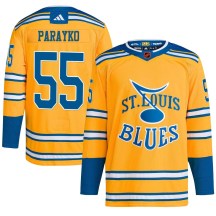 St. Louis Blues Men's Colton Parayko Adidas Authentic Yellow Reverse Retro 2.0 Jersey