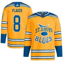 St. Louis Blues Men's Barclay Plager Adidas Authentic Yellow Reverse Retro 2.0 Jersey