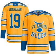 St. Louis Blues Men's Brendan Shanahan Adidas Authentic Yellow Reverse Retro 2.0 Jersey