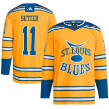 St. Louis Blues Men's Brian Sutter Adidas Authentic Yellow Reverse Retro 2.0 Jersey
