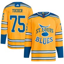 St. Louis Blues Men's Tyler Tucker Adidas Authentic Yellow Reverse Retro 2.0 Jersey
