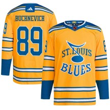 St. Louis Blues Youth Pavel Buchnevich Adidas Authentic Yellow Reverse Retro 2.0 Jersey
