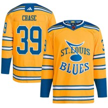St. Louis Blues Youth Kelly Chase Adidas Authentic Yellow Reverse Retro 2.0 Jersey