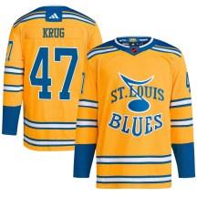 St. Louis Blues Youth Torey Krug Adidas Authentic Yellow Reverse Retro 2.0 Jersey