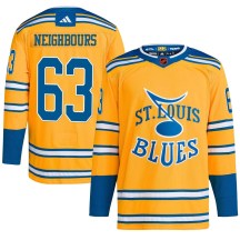 St. Louis Blues Youth Jake Neighbours Adidas Authentic Yellow Reverse Retro 2.0 Jersey