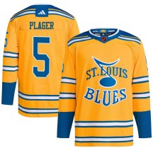 St. Louis Blues Youth Bob Plager Adidas Authentic Yellow Reverse Retro 2.0 Jersey