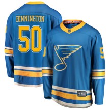 St. Louis Blues Men's Jordan Binnington Fanatics Branded Breakaway Blue Alternate Jersey