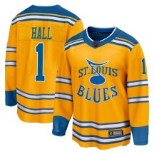 St. Louis Blues Men's Glenn Hall Fanatics Branded Breakaway Yellow Special Edition 2.0 Jersey