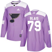 St. Louis Blues Youth Sammy Blais Adidas Authentic Purple Hockey Fights Cancer Jersey