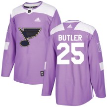 St. Louis Blues Youth Chris Butler Adidas Authentic Purple Hockey Fights Cancer Jersey