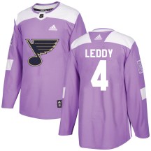 St. Louis Blues Youth Nick Leddy Adidas Authentic Purple Hockey Fights Cancer Jersey