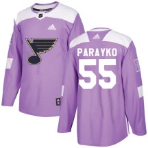 St. Louis Blues Youth Colton Parayko Adidas Authentic Purple Hockey Fights Cancer Jersey