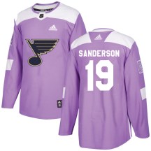 St. Louis Blues Youth Derek Sanderson Adidas Authentic Purple Hockey Fights Cancer Jersey