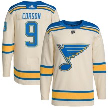 St. Louis Blues Men's Shayne Corson Adidas Authentic Cream 2022 Winter Classic Player Jersey