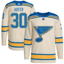 St. Louis Blues Men's Joel Hofer Adidas Authentic Cream 2022 Winter Classic Player Jersey