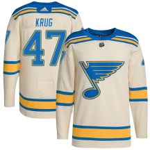 St. Louis Blues Men's Torey Krug Adidas Authentic Cream 2022 Winter Classic Player Jersey