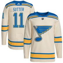 St. Louis Blues Men's Brian Sutter Adidas Authentic Cream 2022 Winter Classic Player Jersey