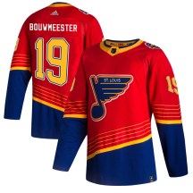 St. Louis Blues Men's Jay Bouwmeester Adidas Authentic Red 2020/21 Reverse Retro Jersey