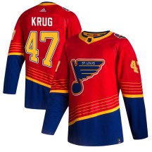 St. Louis Blues Men's Torey Krug Adidas Authentic Red 2020/21 Reverse Retro Jersey