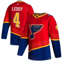 St. Louis Blues Men's Nick Leddy Adidas Authentic Red 2020/21 Reverse Retro Jersey