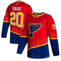 St. Louis Blues Men's Brandon Saad Adidas Authentic Red 2020/21 Reverse Retro Jersey