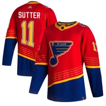 St. Louis Blues Men's Brian Sutter Adidas Authentic Red 2020/21 Reverse Retro Jersey