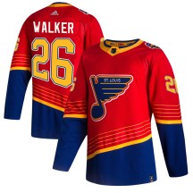St. Louis Blues Men's Nathan Walker Adidas Authentic Red 2020/21 Reverse Retro Jersey