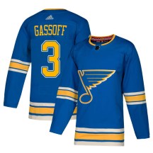 St. Louis Blues Men's Bob Gassoff Adidas Authentic Blue Alternate Jersey