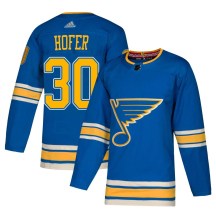 St. Louis Blues Men's Joel Hofer Adidas Authentic Blue Alternate Jersey