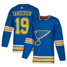 St. Louis Blues Men's Derek Sanderson Adidas Authentic Blue Alternate Jersey
