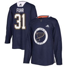 St. Louis Blues Youth Grant Fuhr Adidas Authentic Blue Practice Jersey