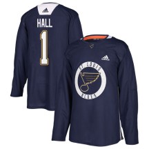 St. Louis Blues Youth Glenn Hall Adidas Authentic Blue Practice Jersey