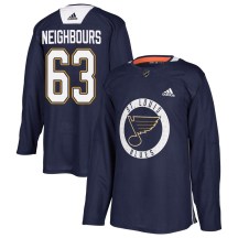 St. Louis Blues Youth Jake Neighbours Adidas Authentic Blue Practice Jersey