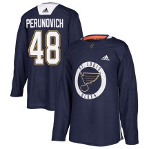 St. Louis Blues Youth Scott Perunovich Adidas Authentic Blue Practice Jersey