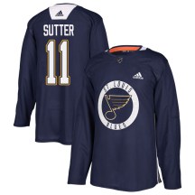 St. Louis Blues Youth Brian Sutter Adidas Authentic Blue Practice Jersey