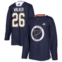 St. Louis Blues Youth Nathan Walker Adidas Authentic Blue Practice Jersey