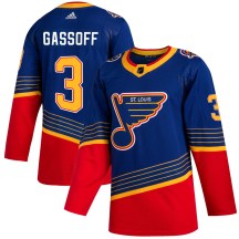 St. Louis Blues Youth Bob Gassoff Adidas Authentic Blue 2019/20 Jersey
