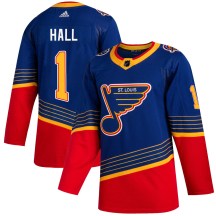 St. Louis Blues Youth Glenn Hall Adidas Authentic Blue 2019/20 Jersey