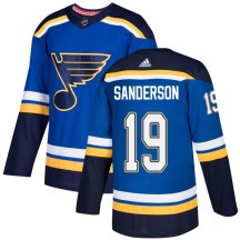 St. Louis Blues Men's Derek Sanderson Adidas Authentic Blue Home Jersey