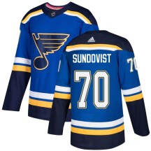 St. Louis Blues Men's Oskar Sundqvist Adidas Authentic Blue Home Jersey