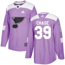 St. Louis Blues Men's Kelly Chase Adidas Authentic Purple Hockey Fights Cancer Jersey
